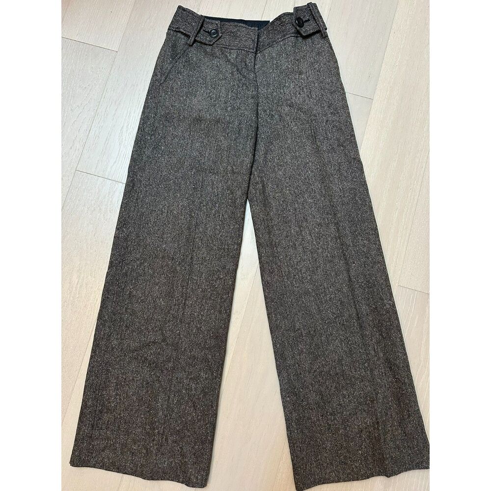 Loft Wide Leg Trousers Low Rise Flare Wool Blend Blokecore Y2K Indie Poet 0 NWT